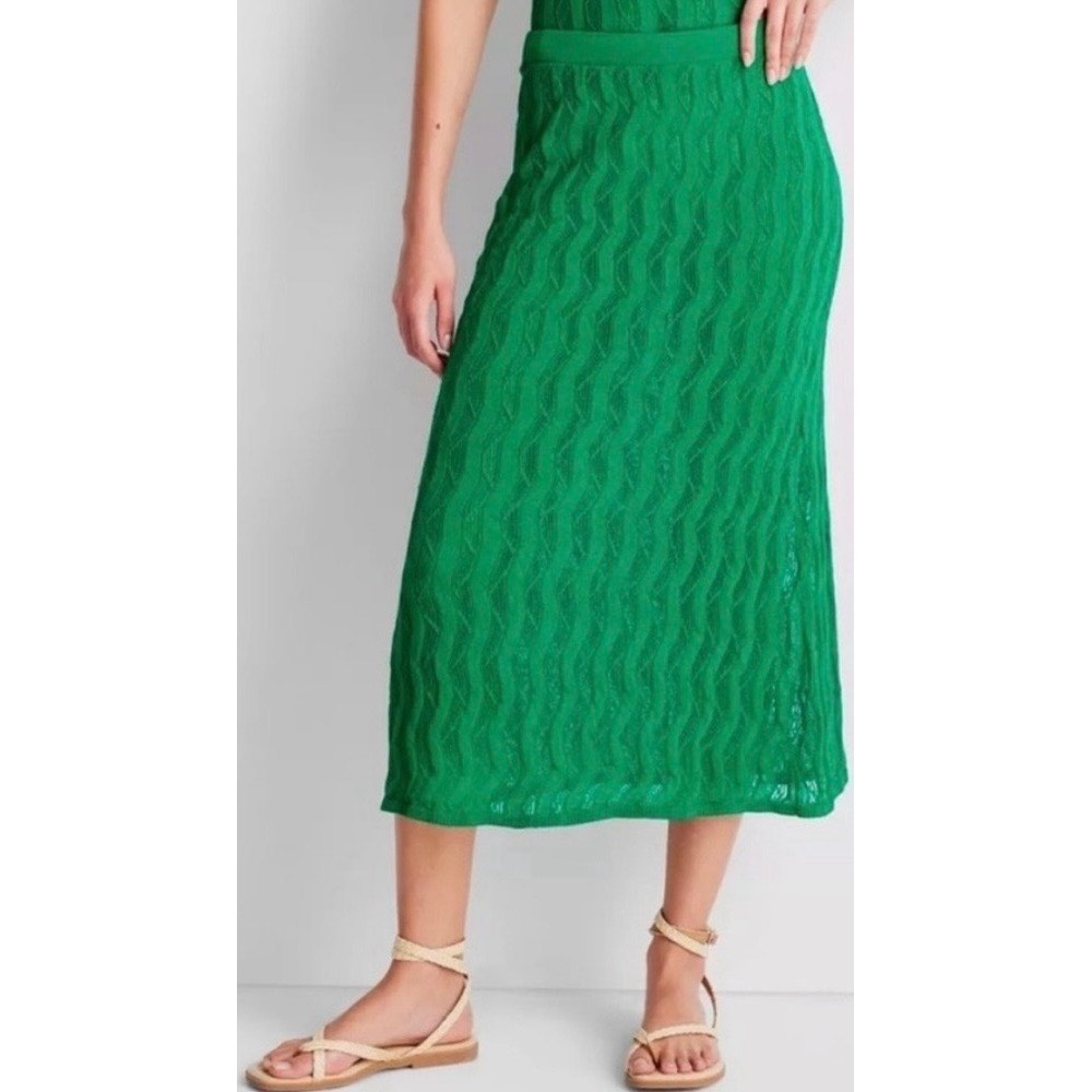 Future Collective Jenee Naylor Green Sheer swim coverup Maxi Skirt XXS Pointelle